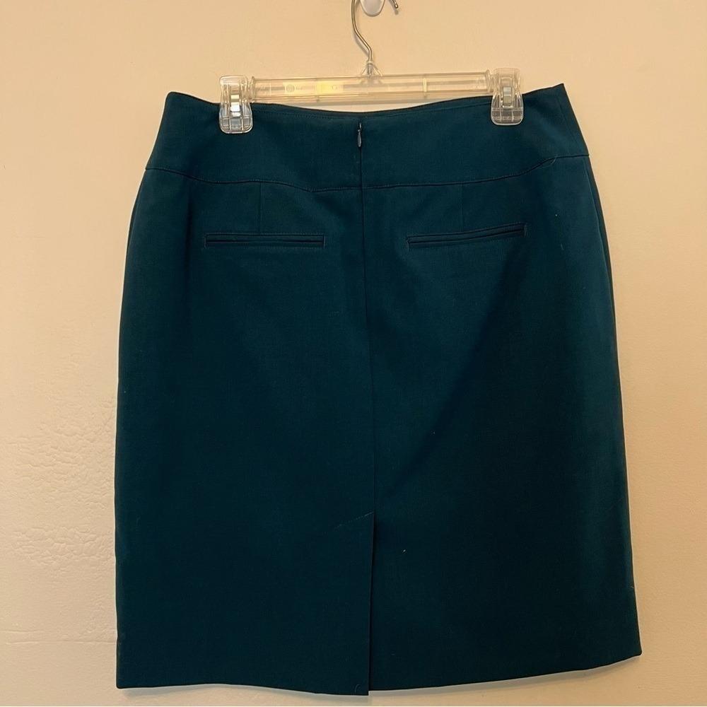 Worthington Teal Blue Pencil Skirt Lined Back Vent Career Size 12 - Picture 2 of 13